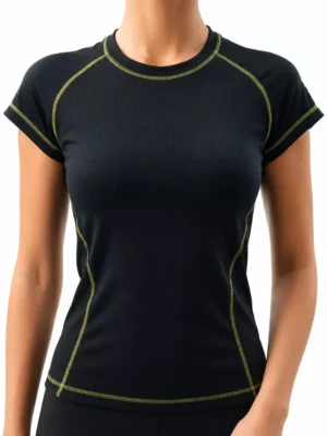 T-Shirt_Black_L Дамска спортна тениска BARS – Черна с жълт акцент
