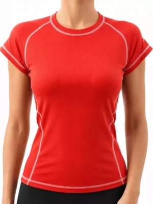 T-Shirt_Red_L Дамска спортна тениска BARS – Червена с бял акцент